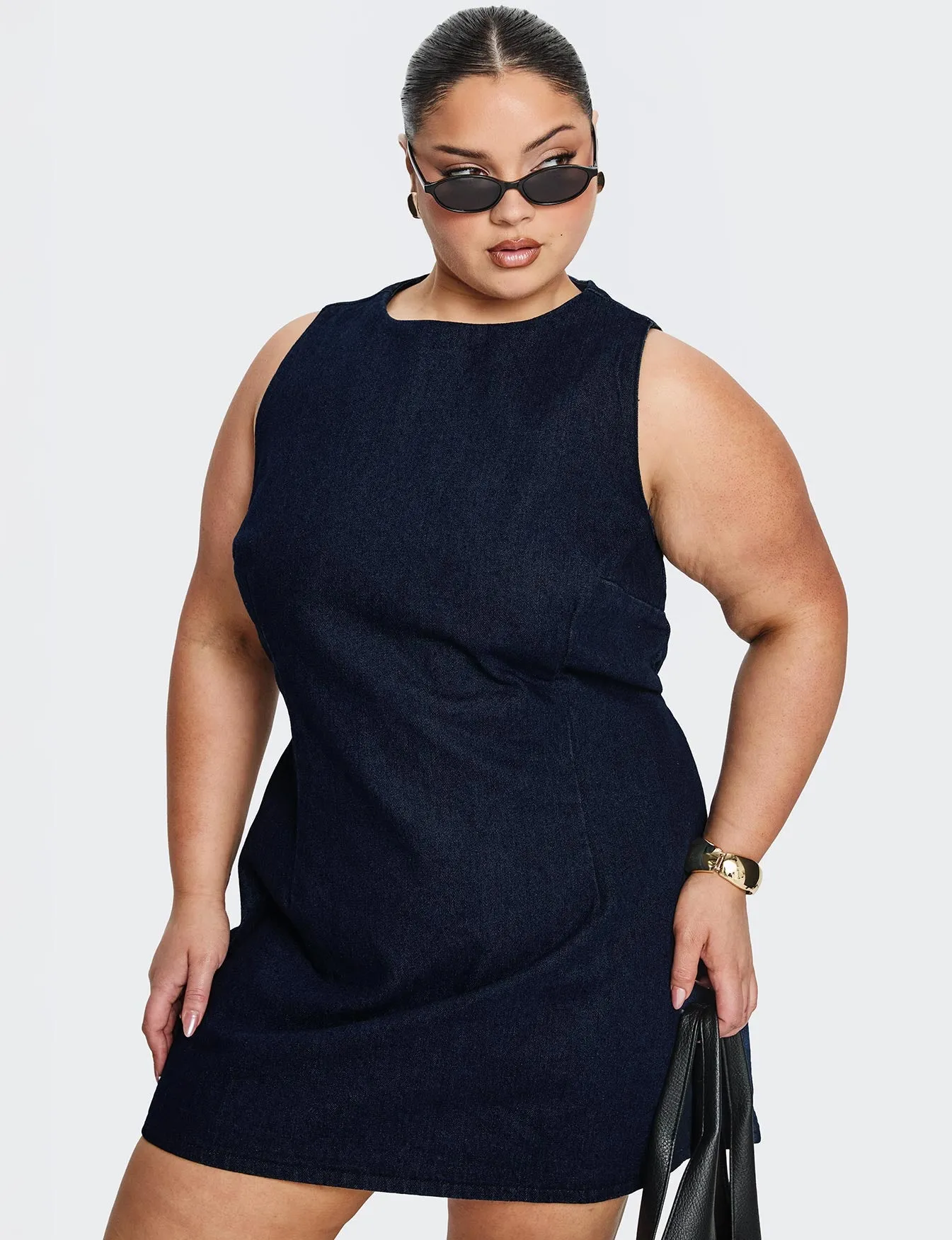 Ainsleigh Shift Denim Playsuit Dark Wash Curve sold by Princess Polly