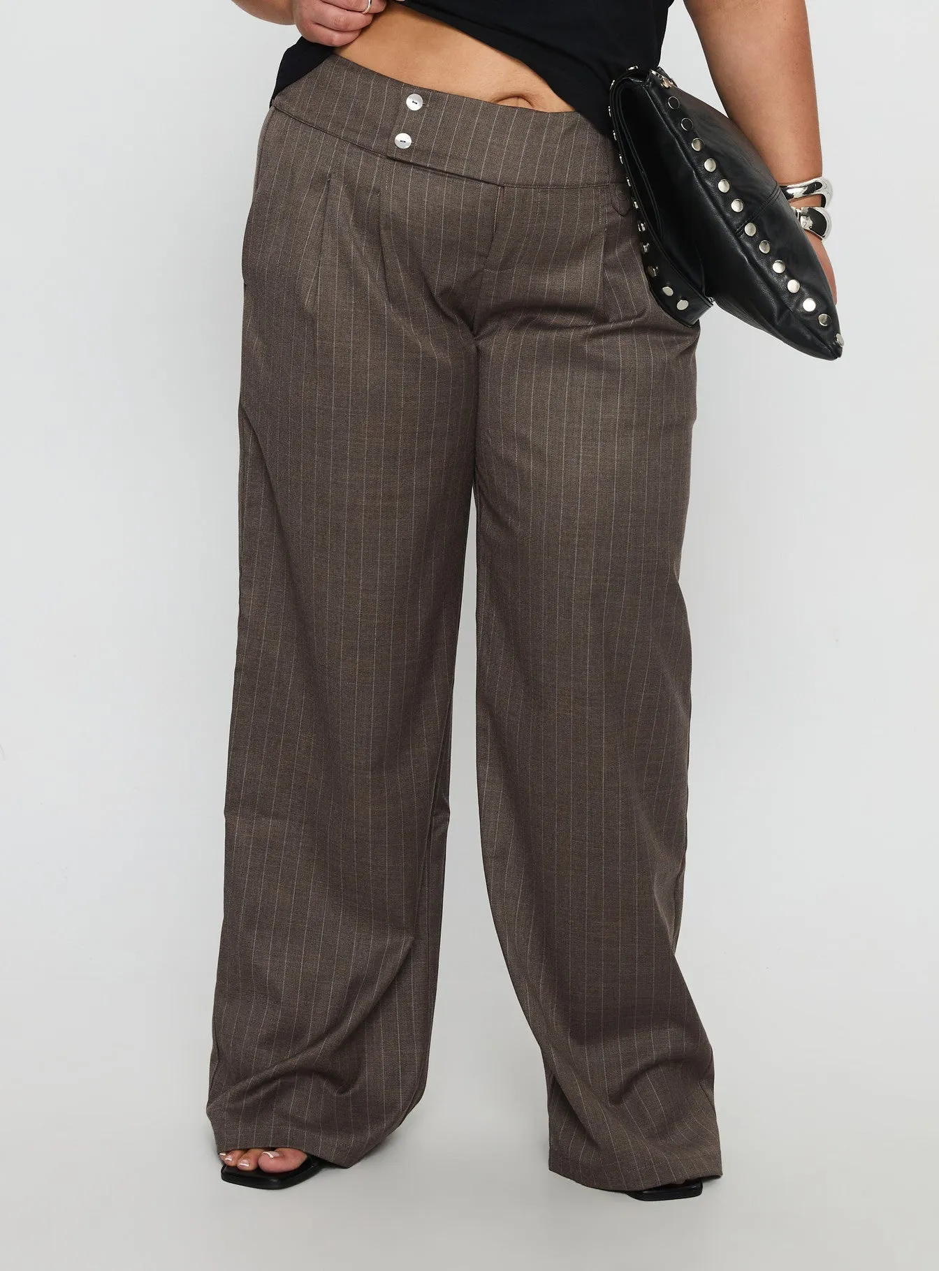 Briellea Thick Waistband Pant Pinstripe Curve sold by Princess Polly product image thumbnail 2