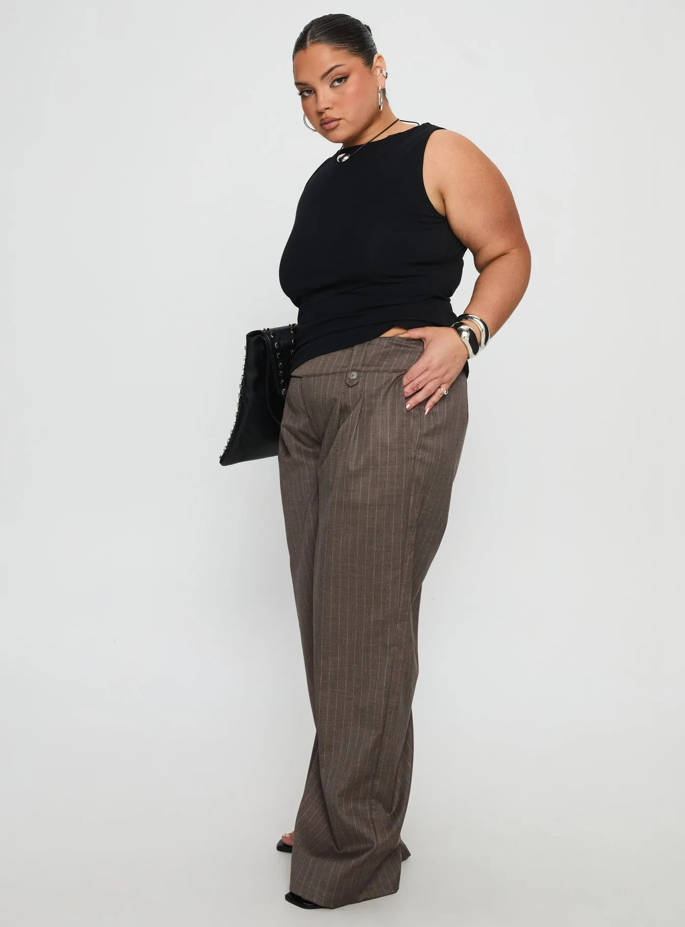 Briellea Thick Waistband Pant Pinstripe Curve sold by Princess Polly product image thumbnail 4