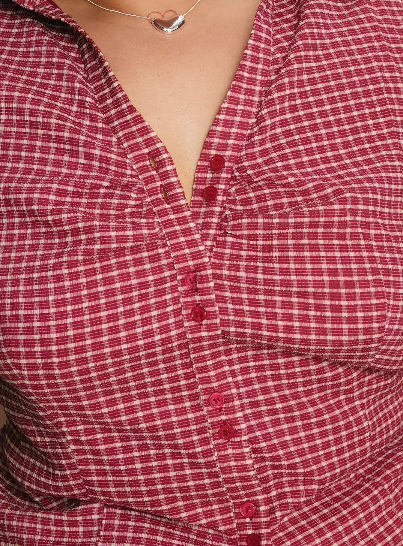 Arianwyn Short Sleeve Shirt Red Check Curve sold by Princess Polly product image thumbnail 5