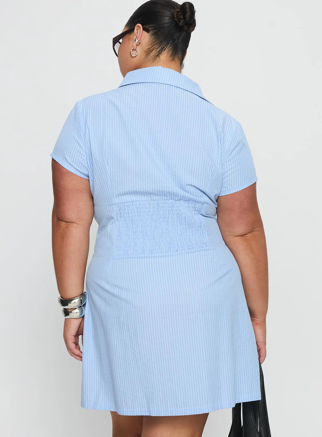 Motley Mini Dress Blue Stripe Curve sold by Princess Polly product image thumbnail 5