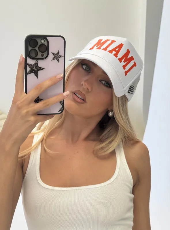 Miami Trucker Hat White sold by Princess Polly