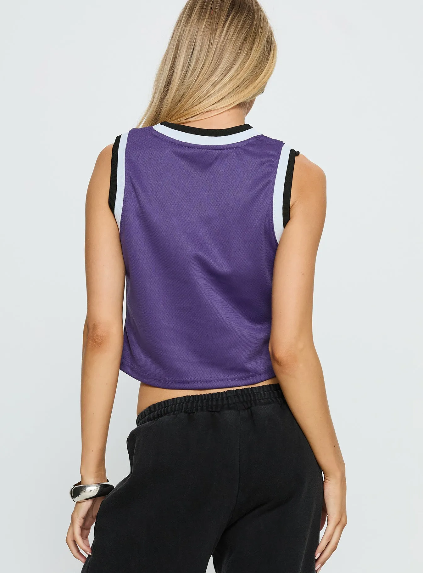 NYU Cropped Basketball Jersey Tank Violet sold by Princess Polly product image thumbnail 5