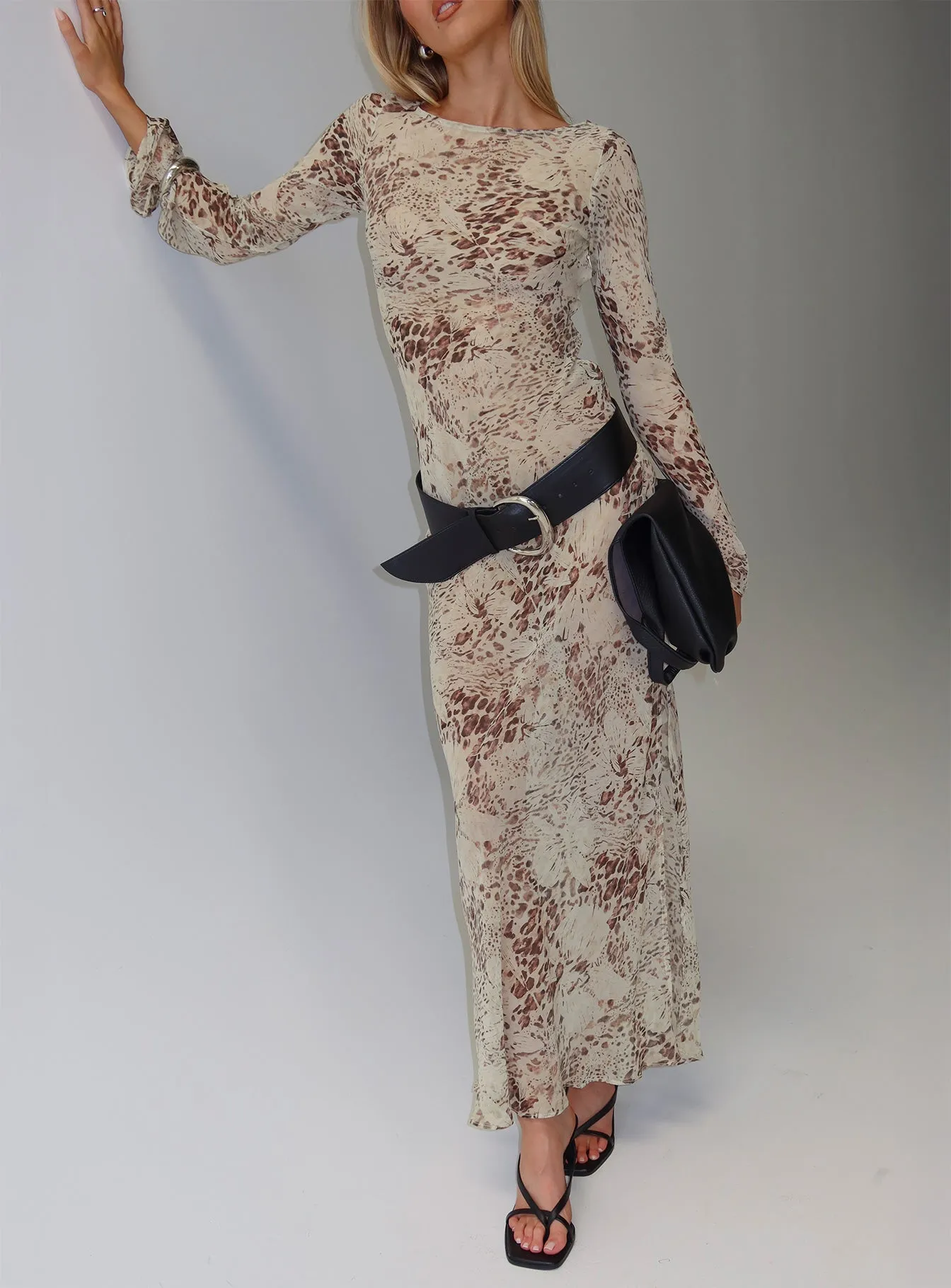 Switch Places Sheer Maxi Dress Animal sold by Princess Polly