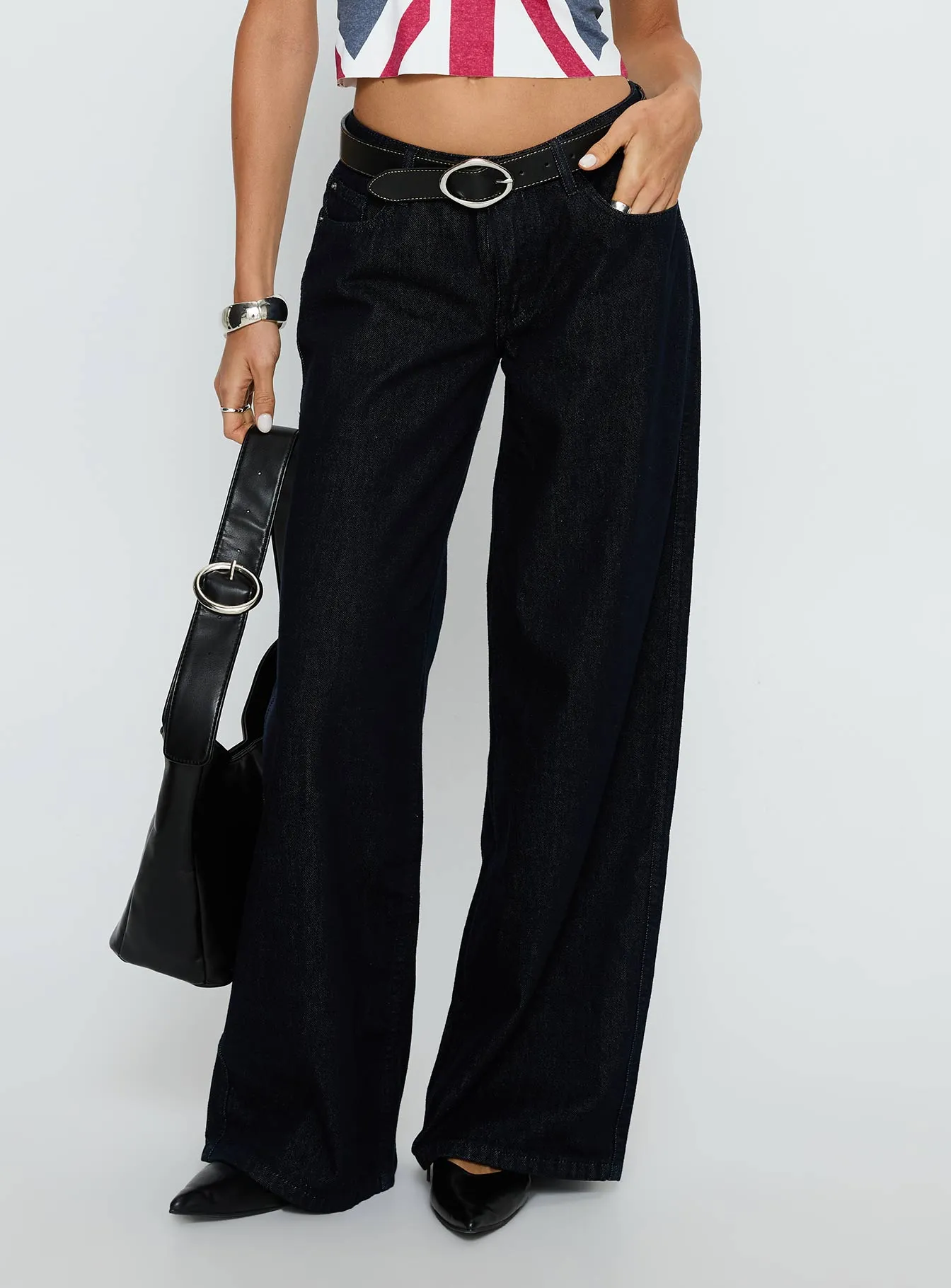 Ramos Low Rise Wide Leg Jeans Raw Indigo Blue sold by Princess Polly