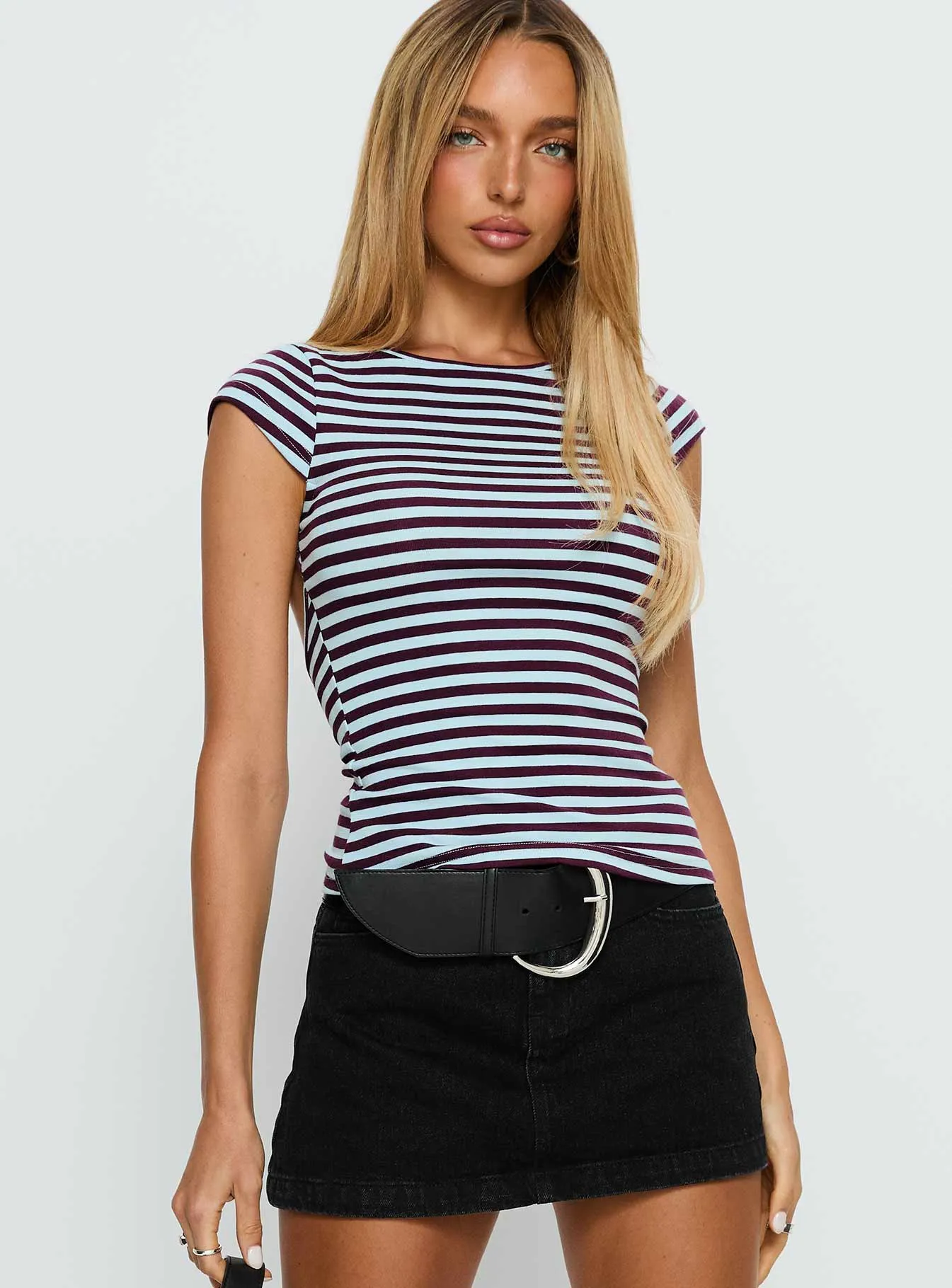 Drives Me Crazy Backless Top Blue Stripe sold by Princess Polly product image thumbnail 2