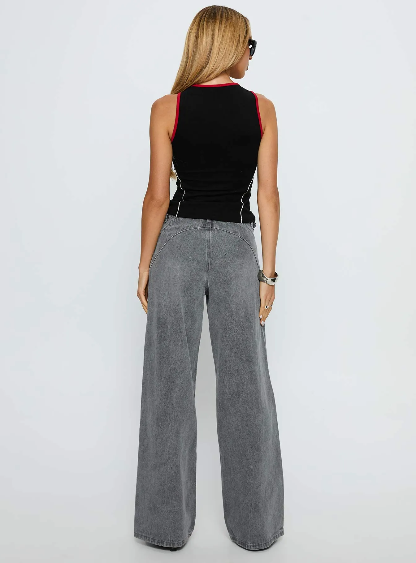 Mckinley Mid Rise Wide Leg Jeans Washed Grey sold by Princess Polly product image thumbnail 5