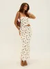Jasira Strapless Drape Maxi Dress Cream Polka Dot sold by Princess Polly