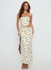 Jasira Strapless Drape Maxi Dress Cream Polka Dot sold by Princess Polly