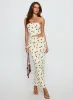 Jasira Strapless Drape Maxi Dress Cream Polka Dot sold by Princess Polly