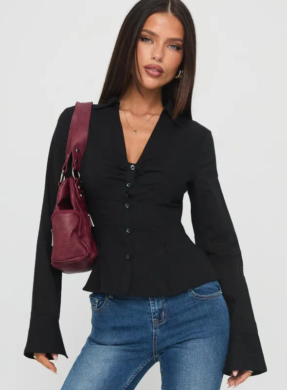 Elowenn Long Sleeve Top Black sold by Princess Polly