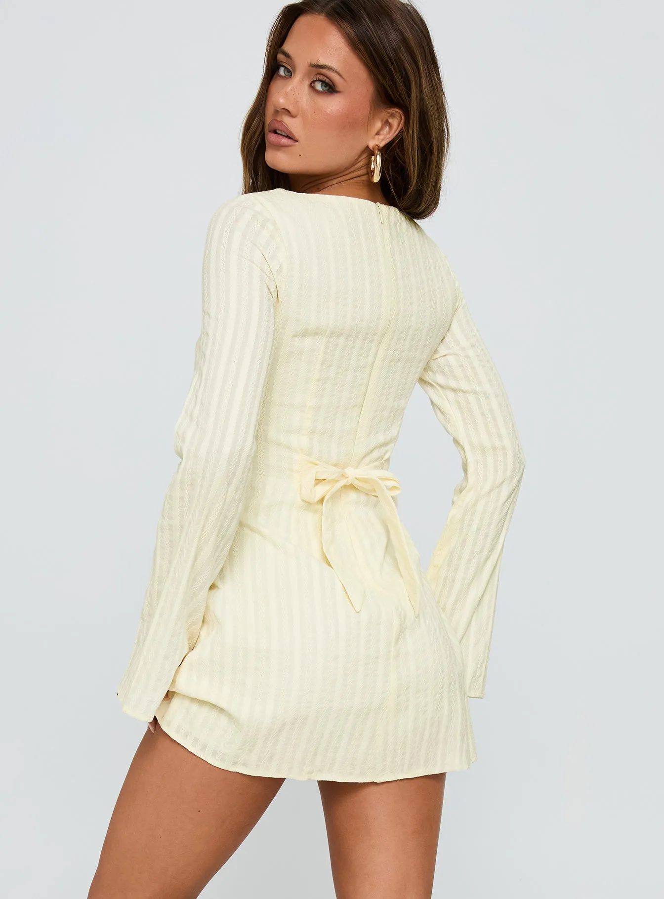Alfalfa Long Sleeve Mini Dress Cream sold by Princess Polly product image thumbnail 5