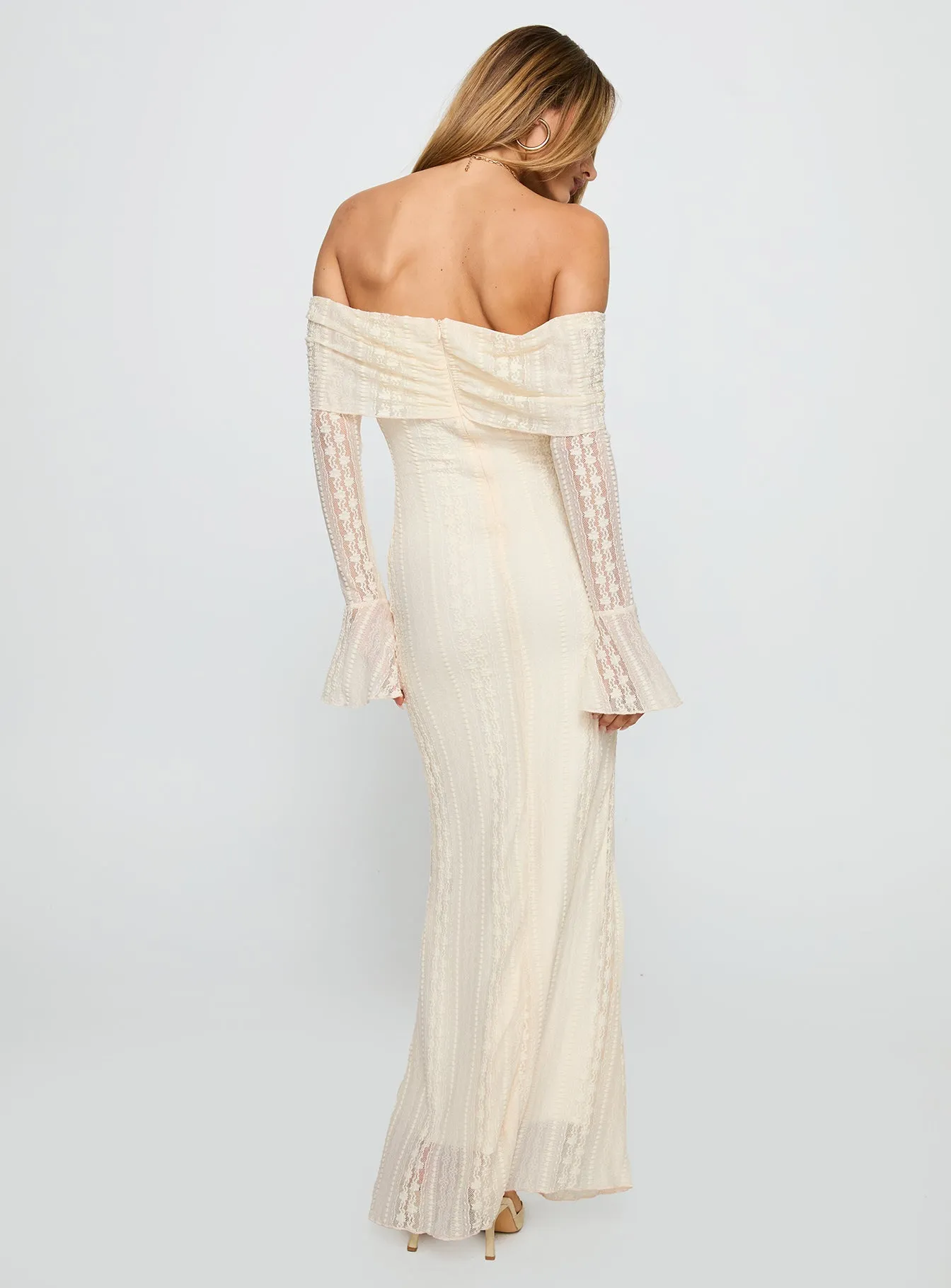 Perdita Long Sleeve Lace Maxi Dress Cream sold by Princess Polly product image thumbnail 5