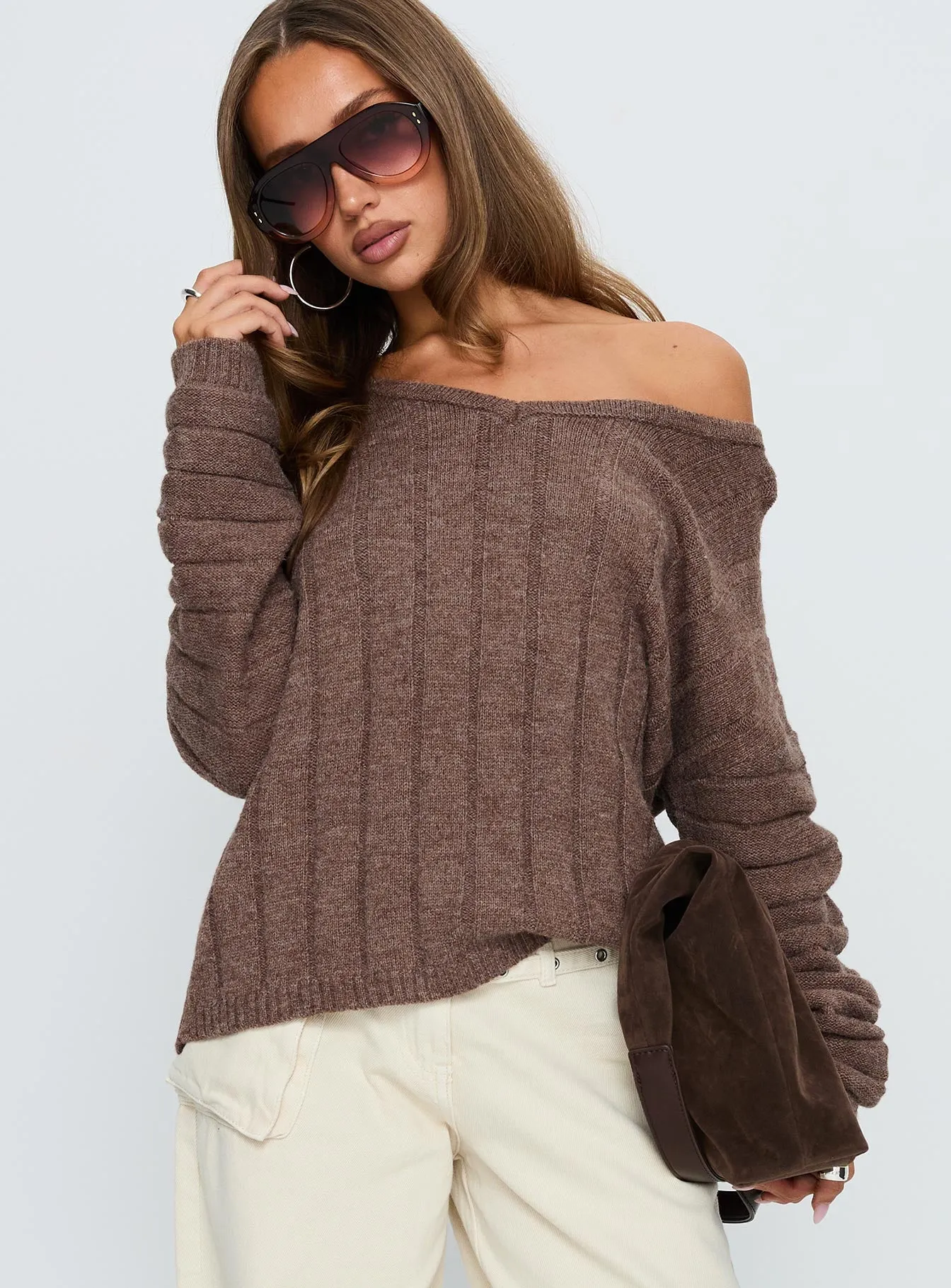 Main Thing Knit Sweater Mocha sold by Princess Polly product image thumbnail 2