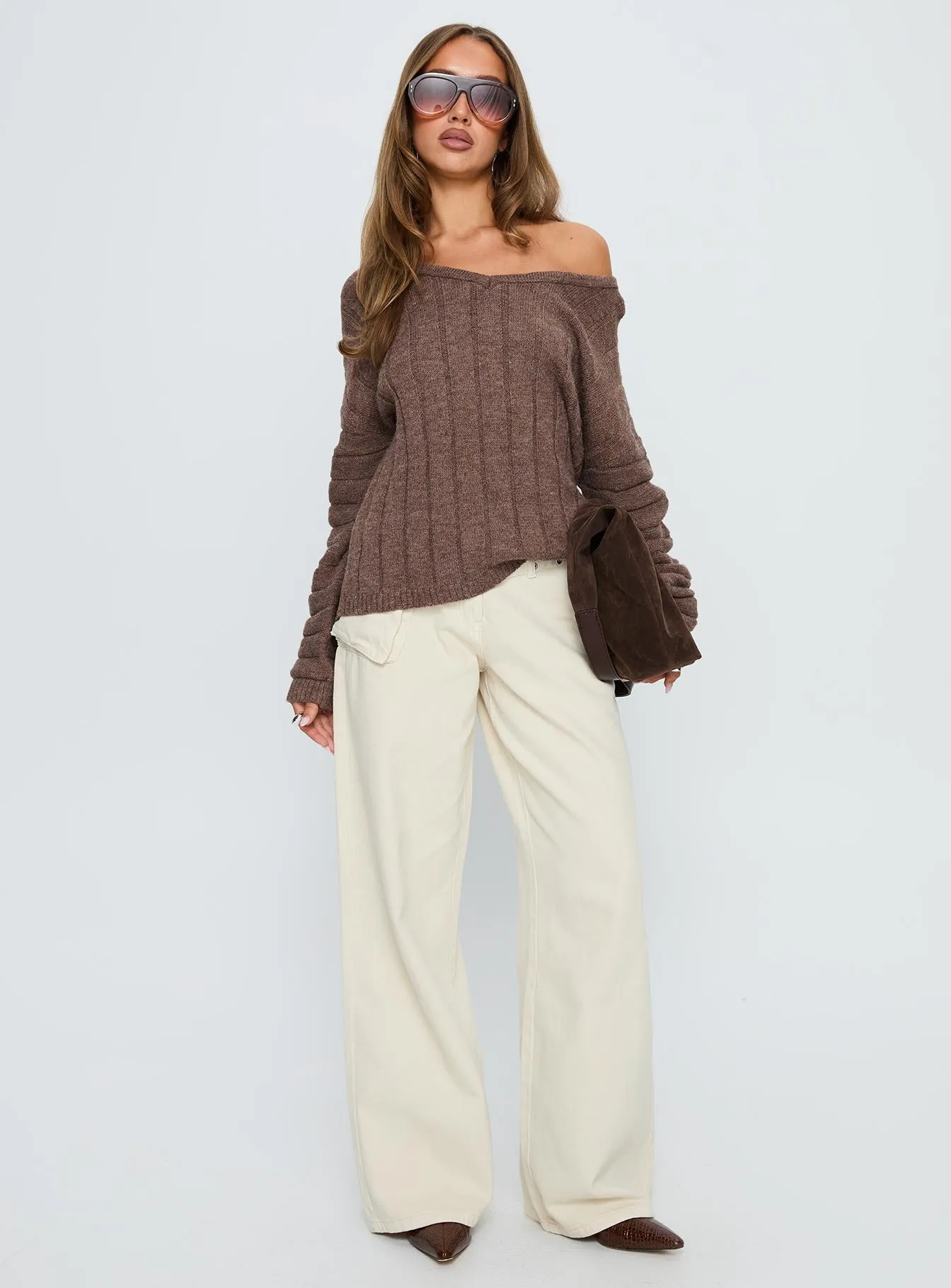 Main Thing Knit Sweater Mocha sold by Princess Polly product image thumbnail 3