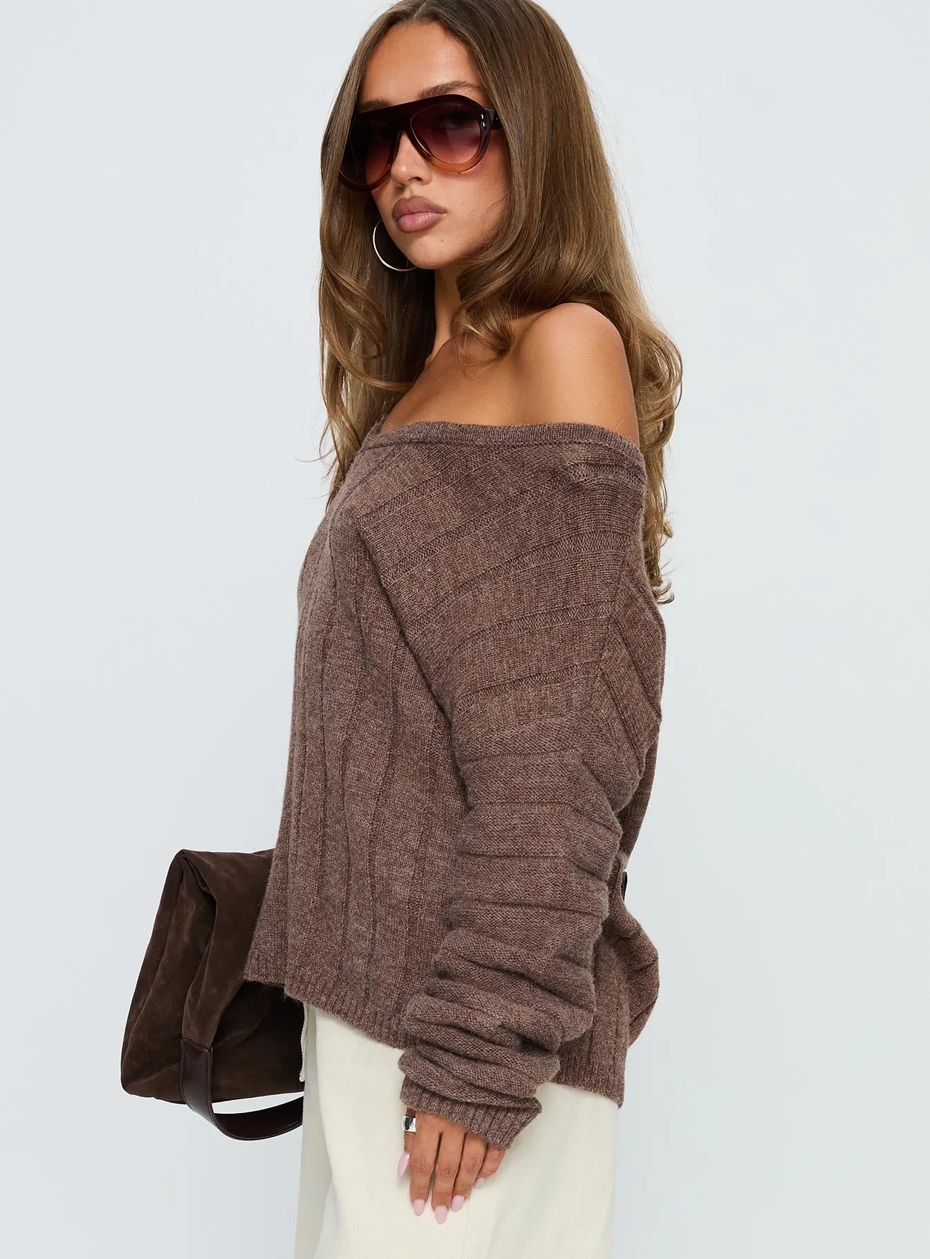 Main Thing Knit Sweater Mocha sold by Princess Polly product image thumbnail 4