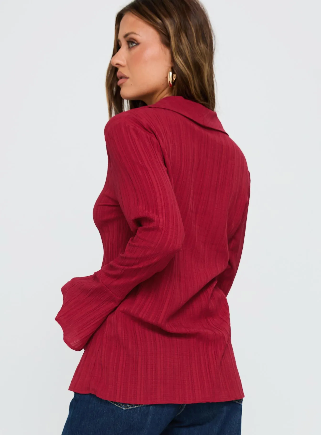 Beatris Long Sleeve Top Red sold by Princess Polly product image thumbnail 4