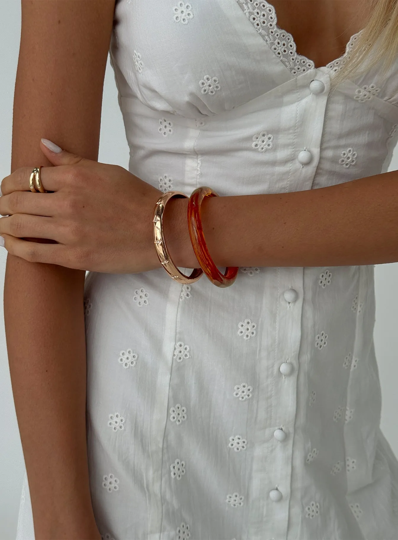 Rhi Rhi Diamante Resin Cuff Pack Brown / Gold sold by Princess Polly