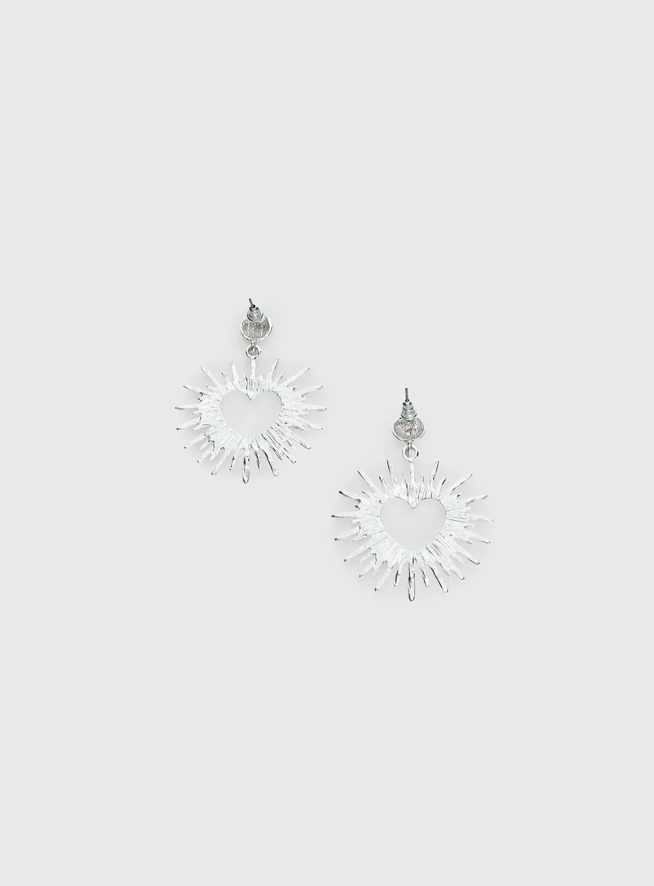 Manifest It Heart Earrings Silver sold by Princess Polly product image thumbnail 4