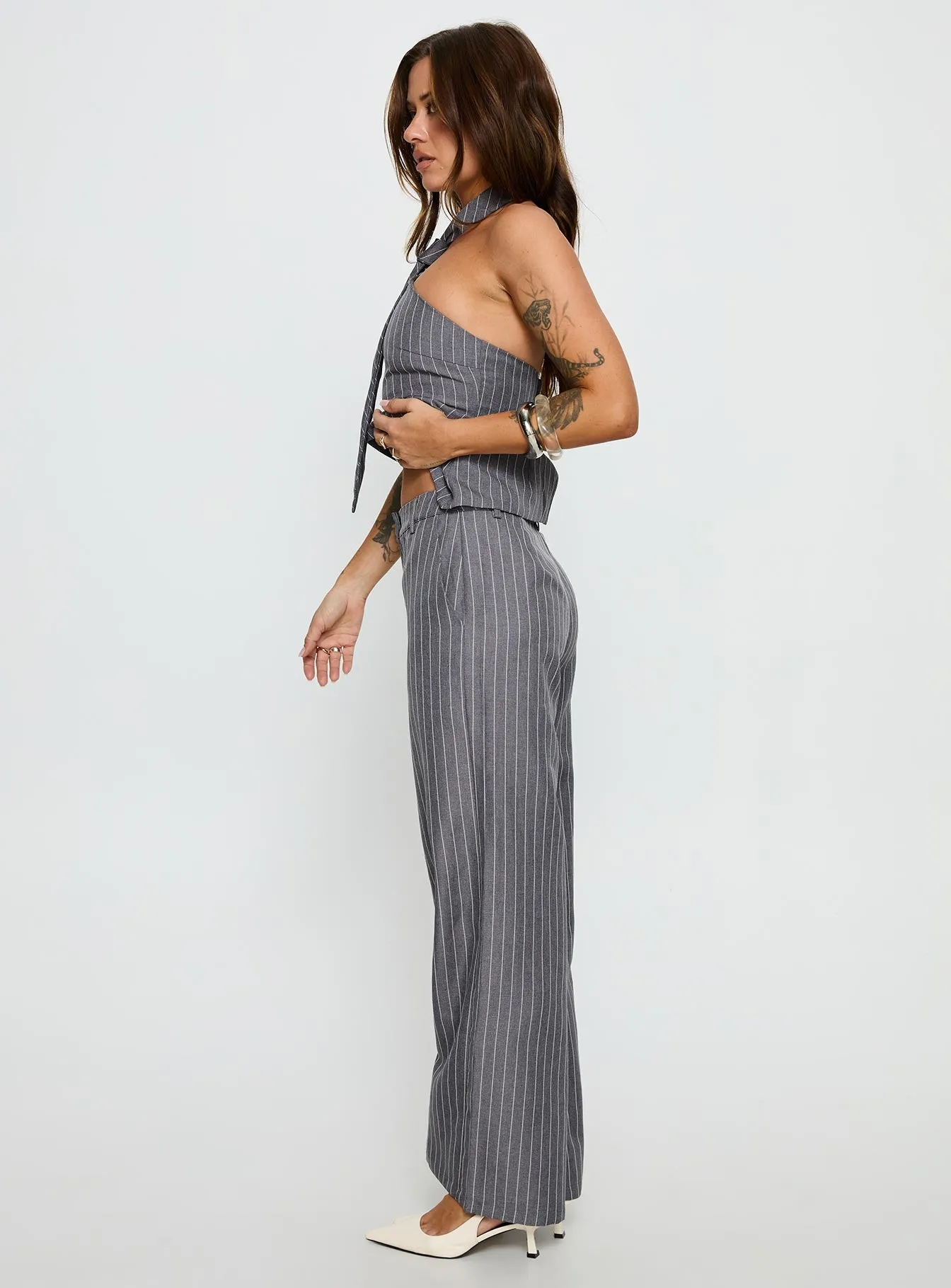 Uvelia Tailored Pants Grey Pinstripe sold by Princess Polly product image thumbnail 4