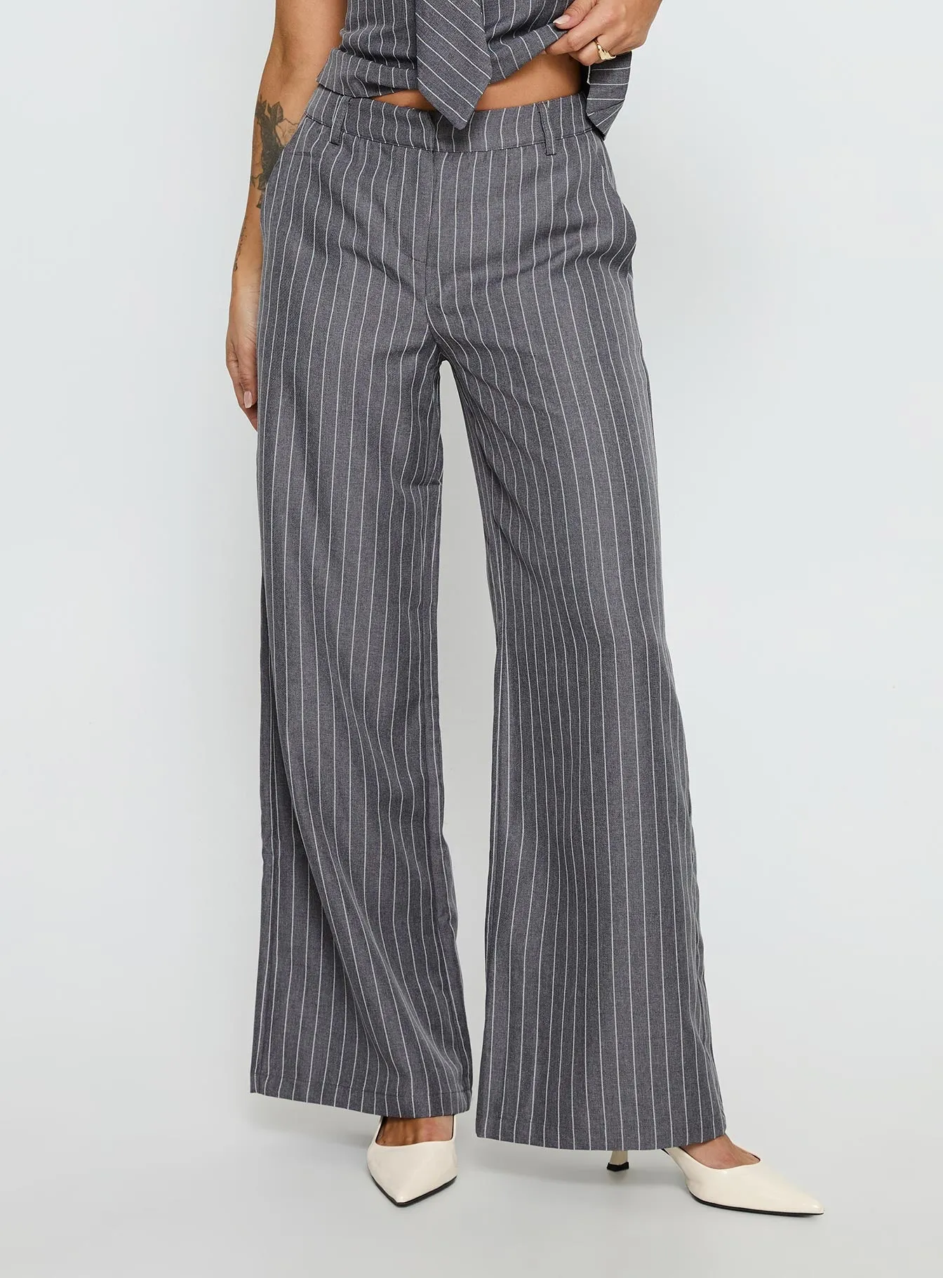 Uvelia Tailored Pants Grey Pinstripe sold by Princess Polly product image thumbnail 2