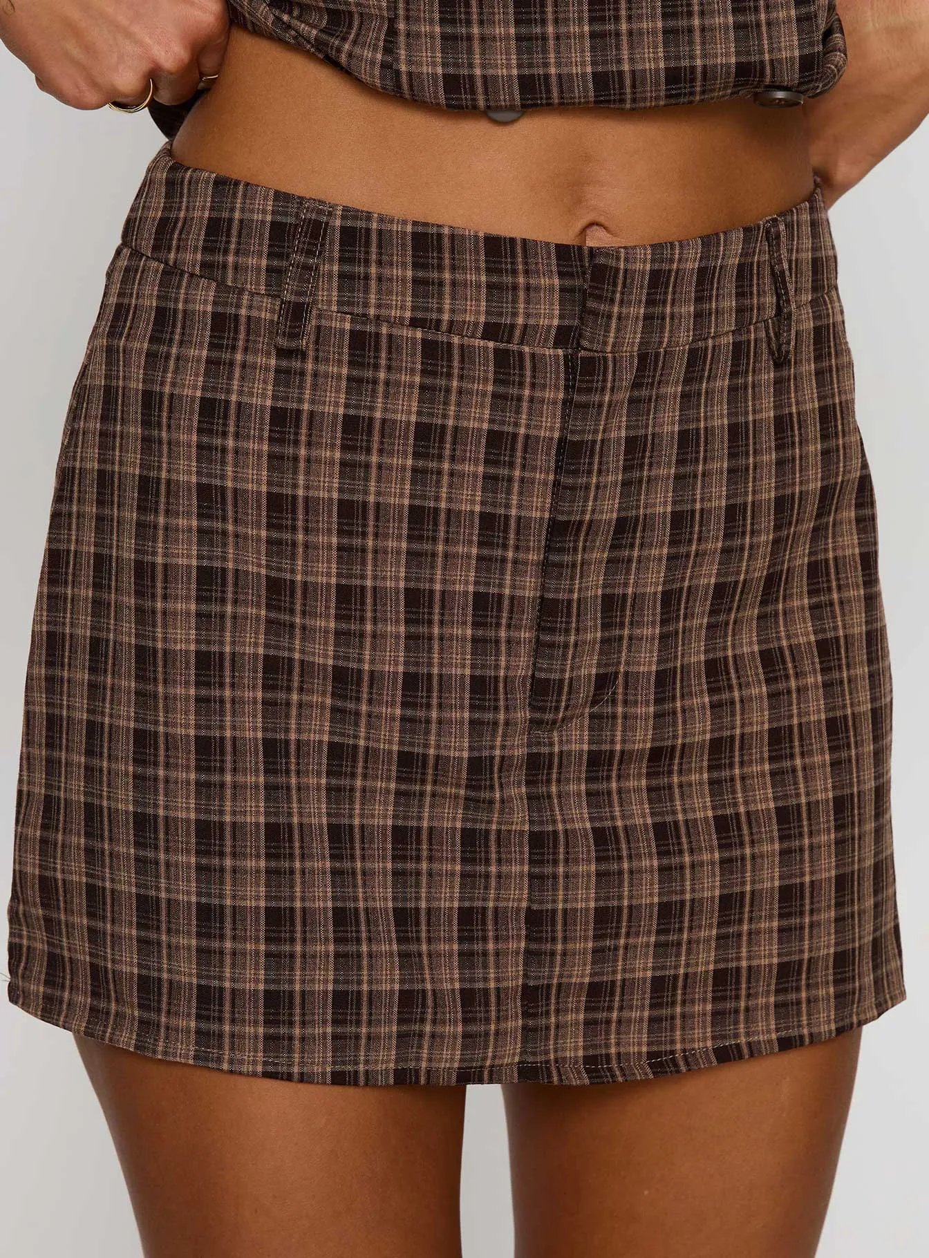 Meggan Mini Skirt Chocolate Check sold by Princess Polly product image thumbnail 5