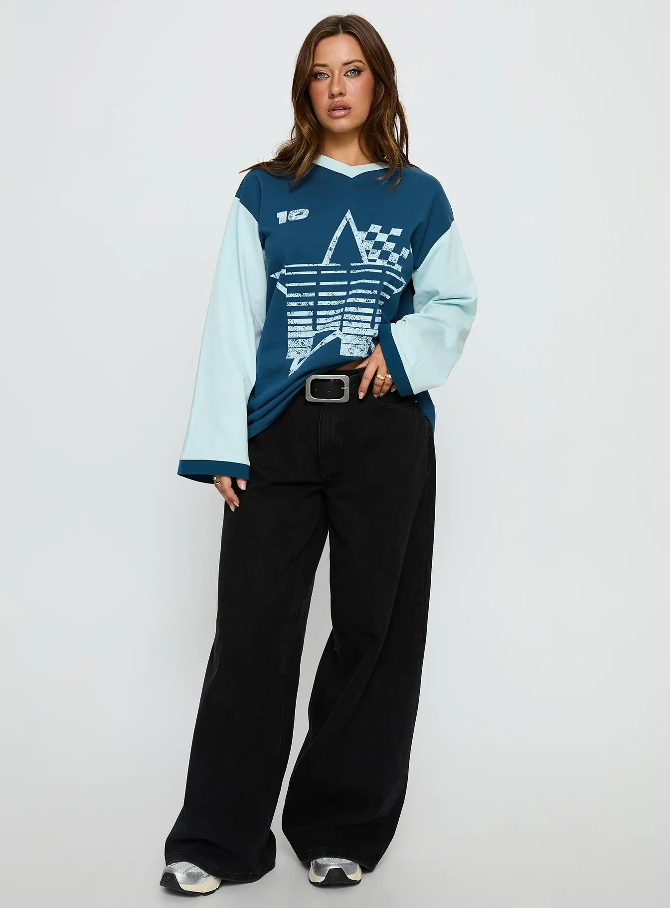 Starletta Long Sleeve Moto Top Blue sold by Princess Polly product image thumbnail 3