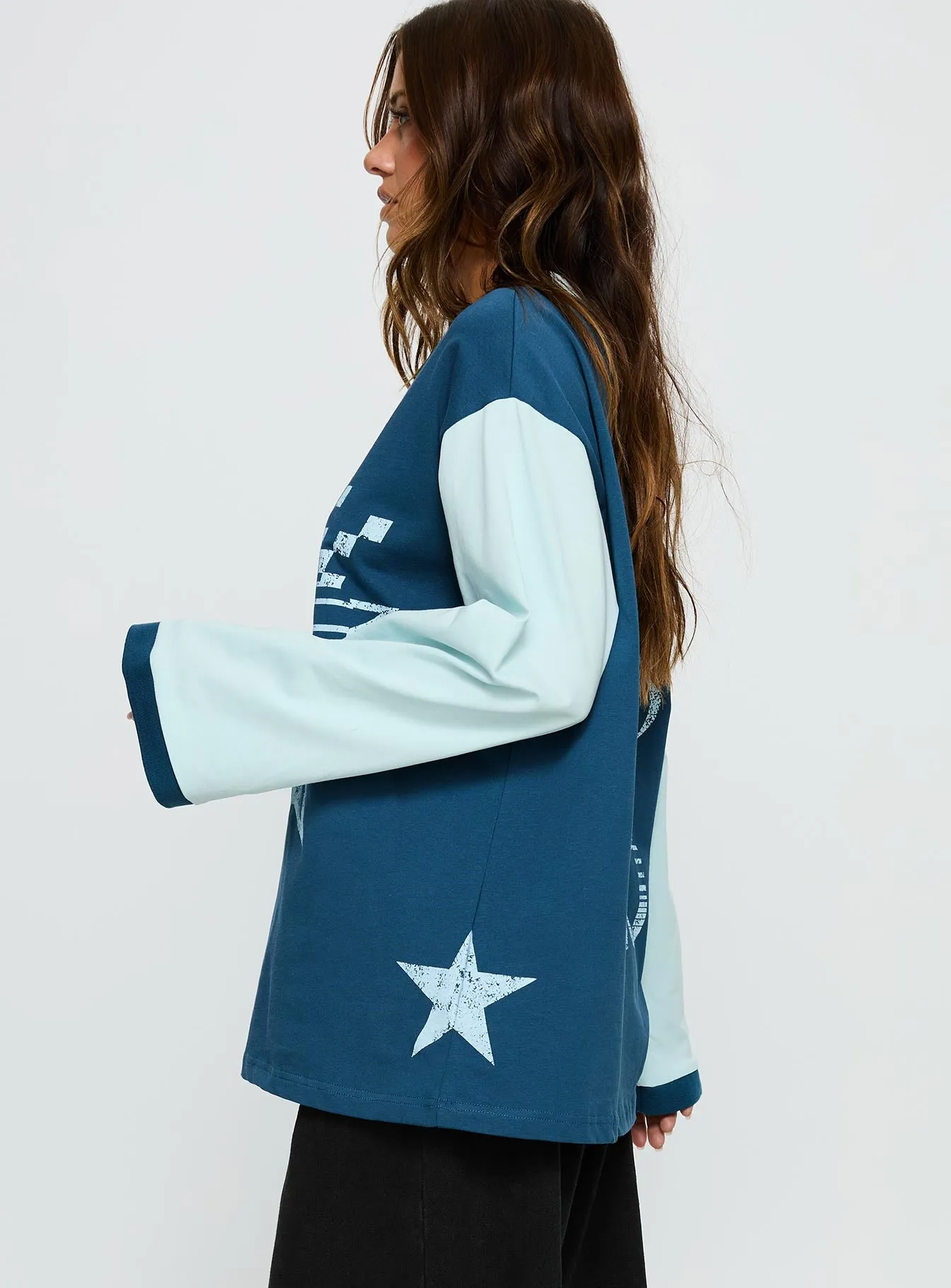 Starletta Long Sleeve Moto Top Blue sold by Princess Polly product image thumbnail 4