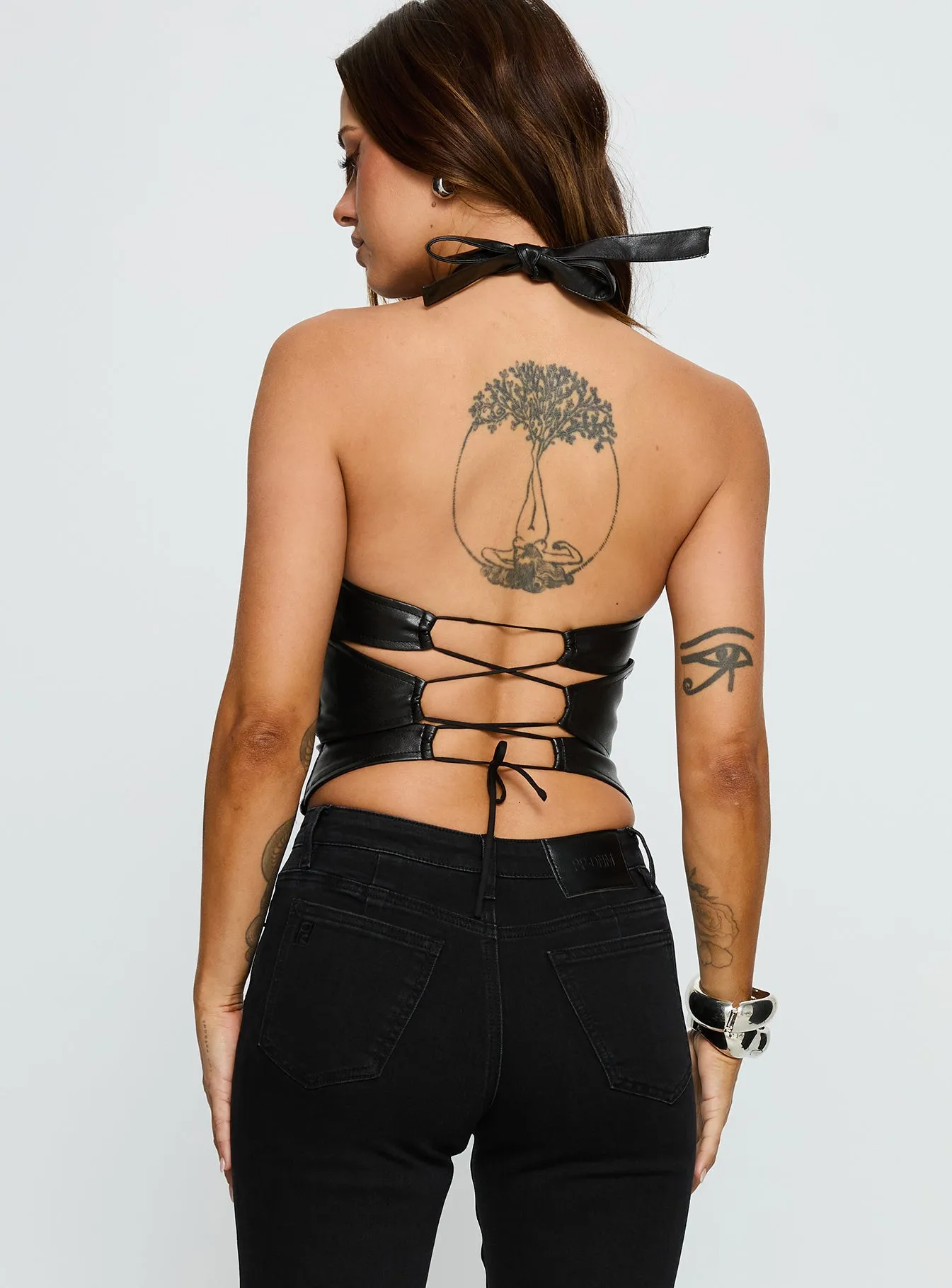 Treat You Better Ring Detail Faux Leather Top Black sold by Princess Polly product image thumbnail 5