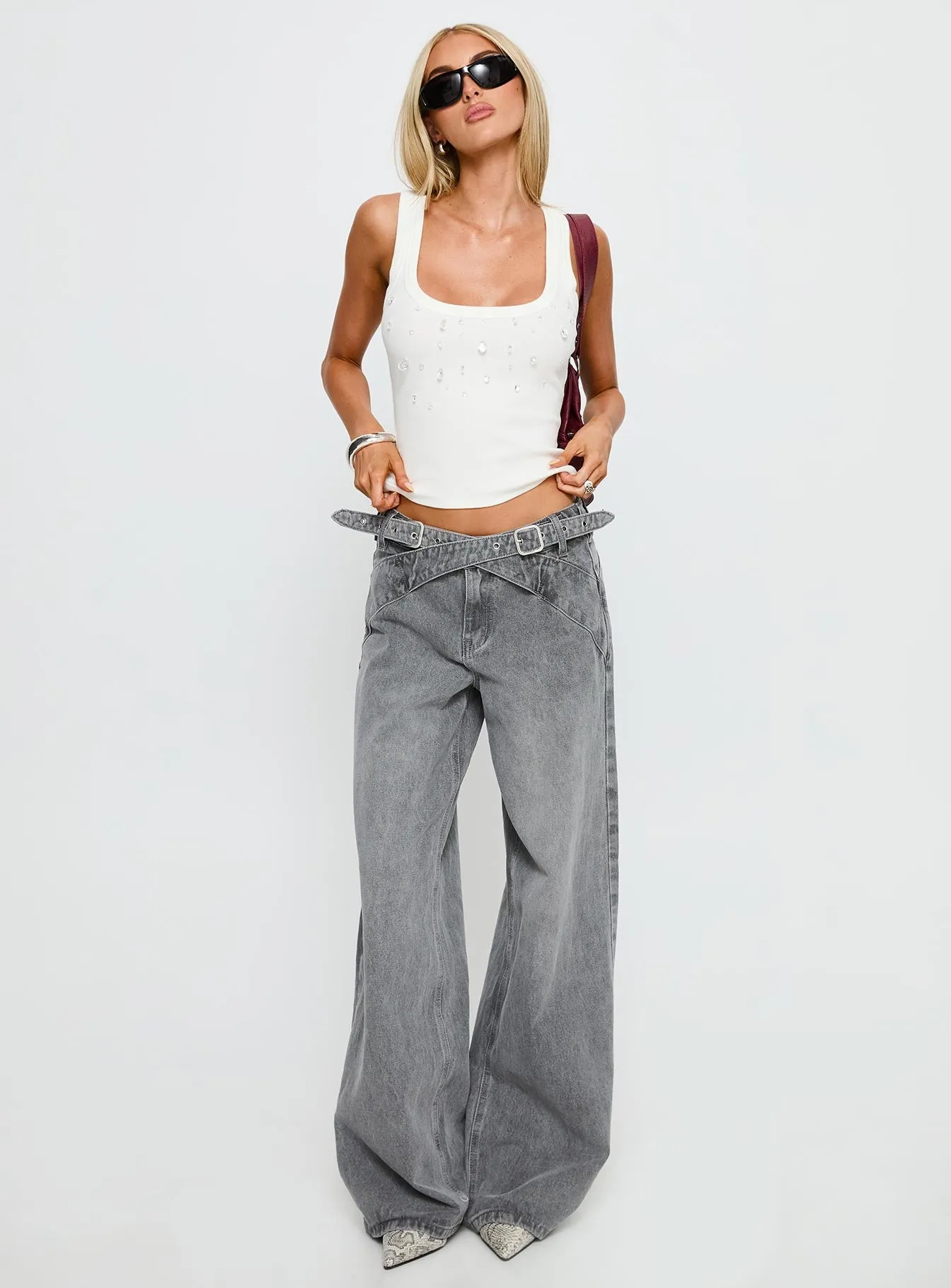 Diviana Droplet Rib Tank Top White sold by Princess Polly product image thumbnail 3