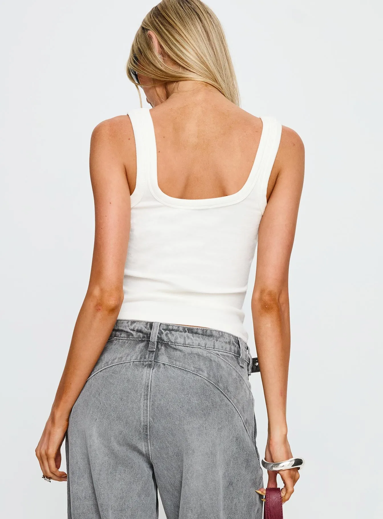 Diviana Droplet Rib Tank Top White sold by Princess Polly product image thumbnail 5