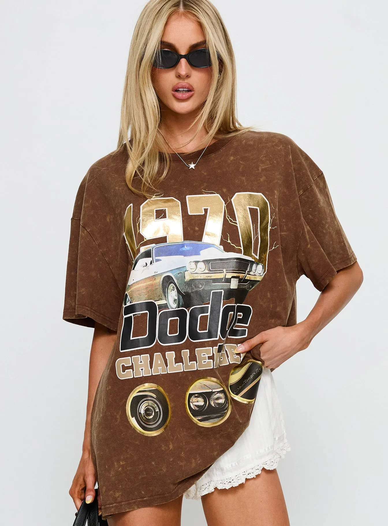 1970 Dodge Charger Oversied Graphic Top Brown sold by Princess Polly product image thumbnail 2