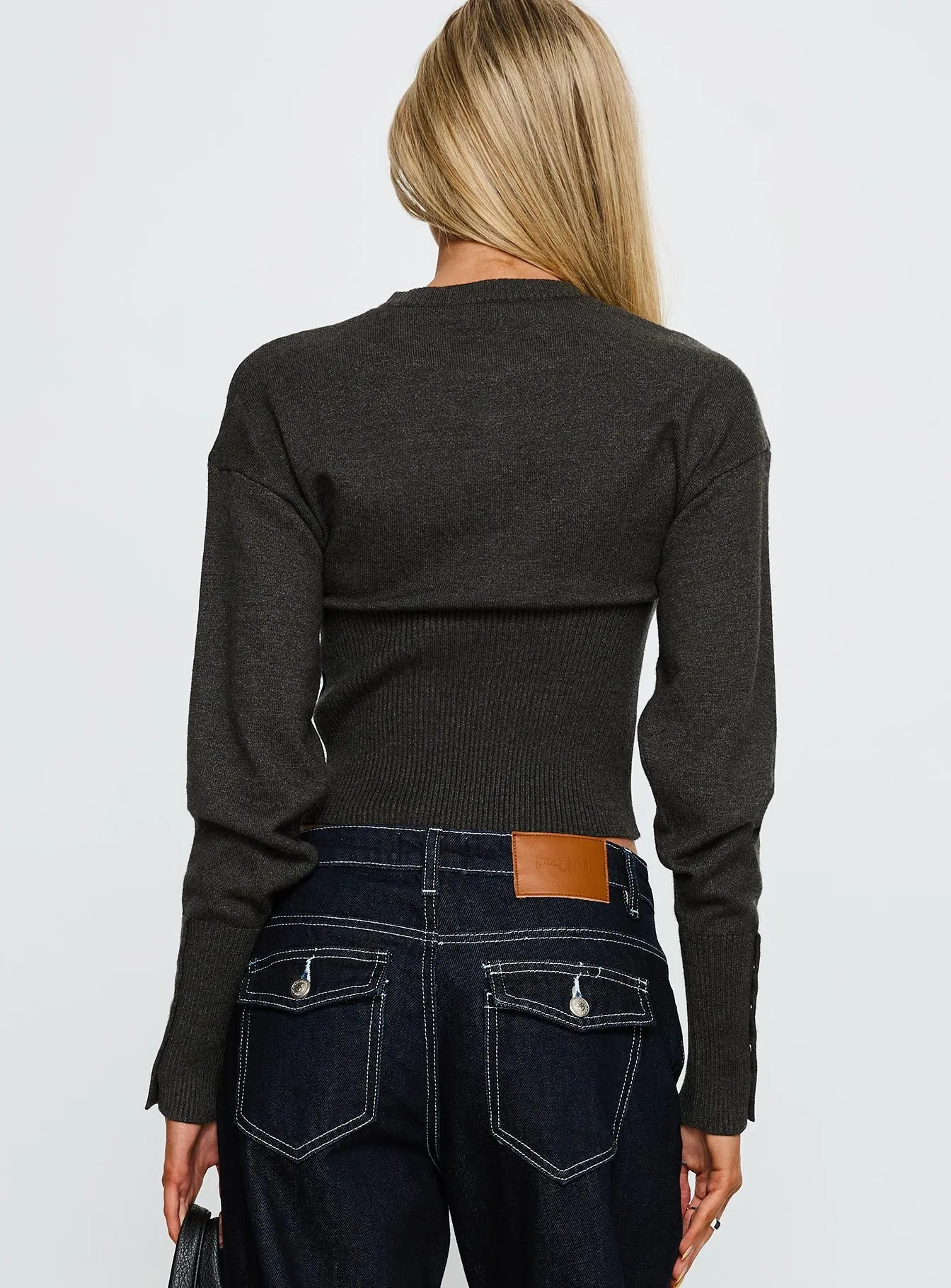 Head In The Clouds Knit Cardigan Grey Argyle sold by Princess Polly product image thumbnail 5