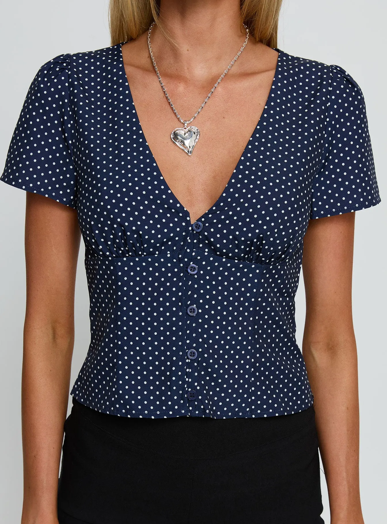 Isolda Top Navy Polka sold by Princess Polly product image thumbnail 5