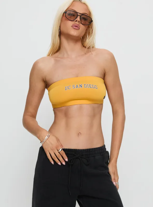 UC San Diego Bandeau Top Gold sold by Princess Polly