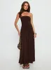Odela Strapless Drop Waist Maxi Dress Chocolate sold by Princess Polly