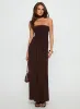 Odela Strapless Drop Waist Maxi Dress Chocolate sold by Princess Polly