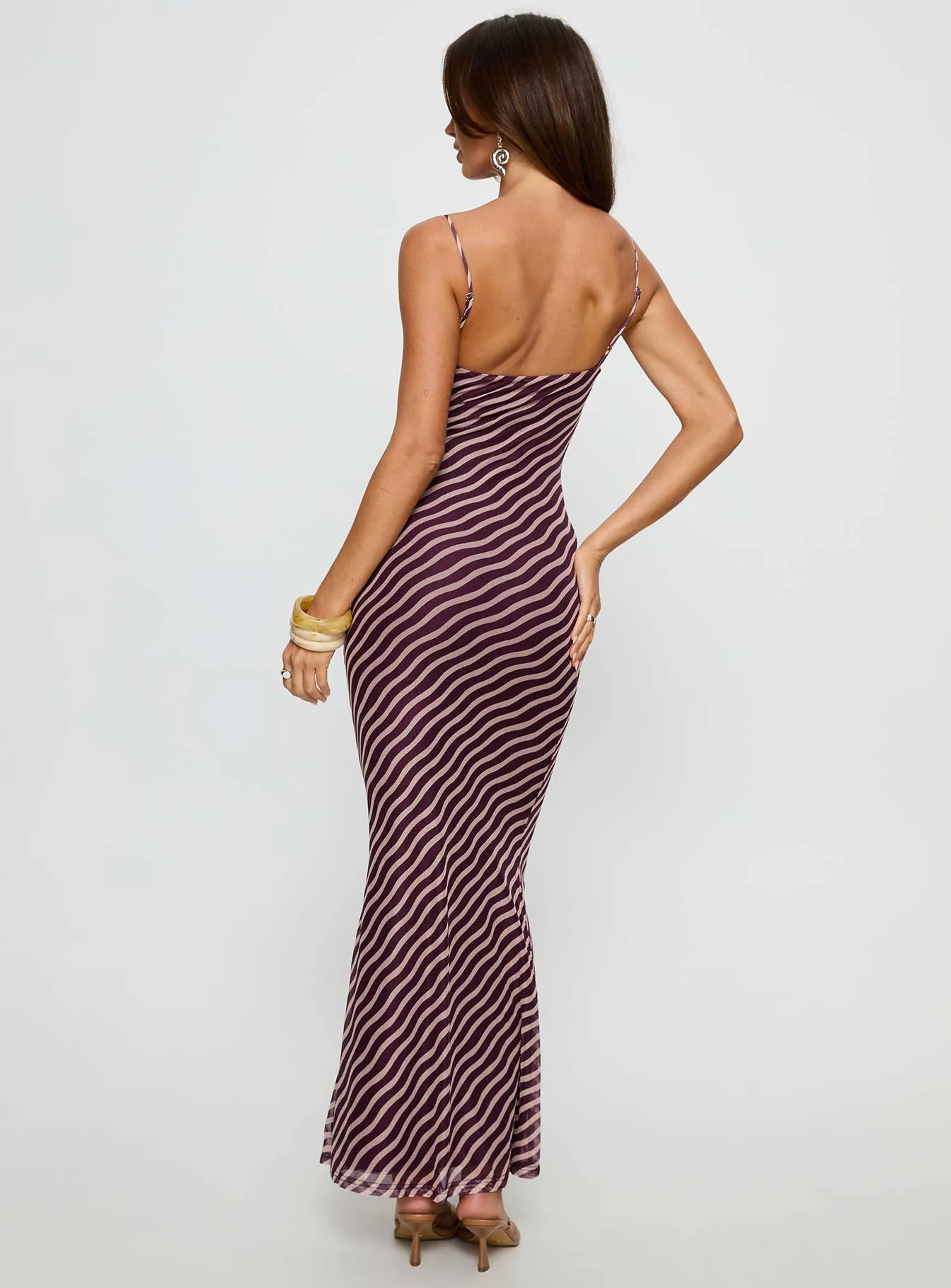 Aliah Cowl Neck Maxi Dress Plum Stripe sold by Princess Polly product image thumbnail 5