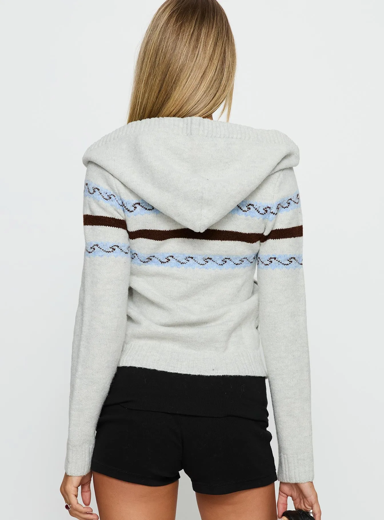 Zaylina Graphic Zip Through Knit Sweater Grey sold by Princess Polly product image thumbnail 5