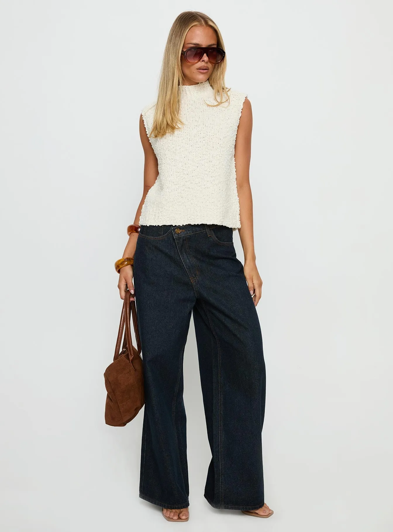 Lanette High Neck Sleeveless Top Cream sold by Princess Polly product image thumbnail 3