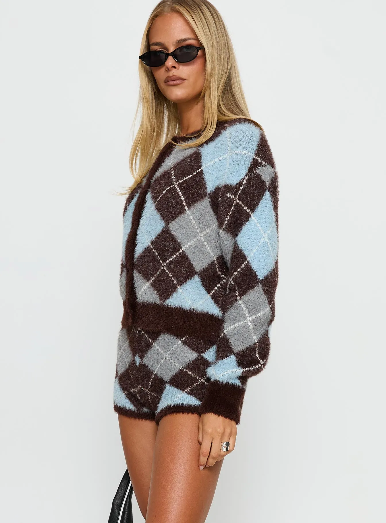 Kenlea Micro Shorts Blue Argyle sold by Princess Polly product image thumbnail 4