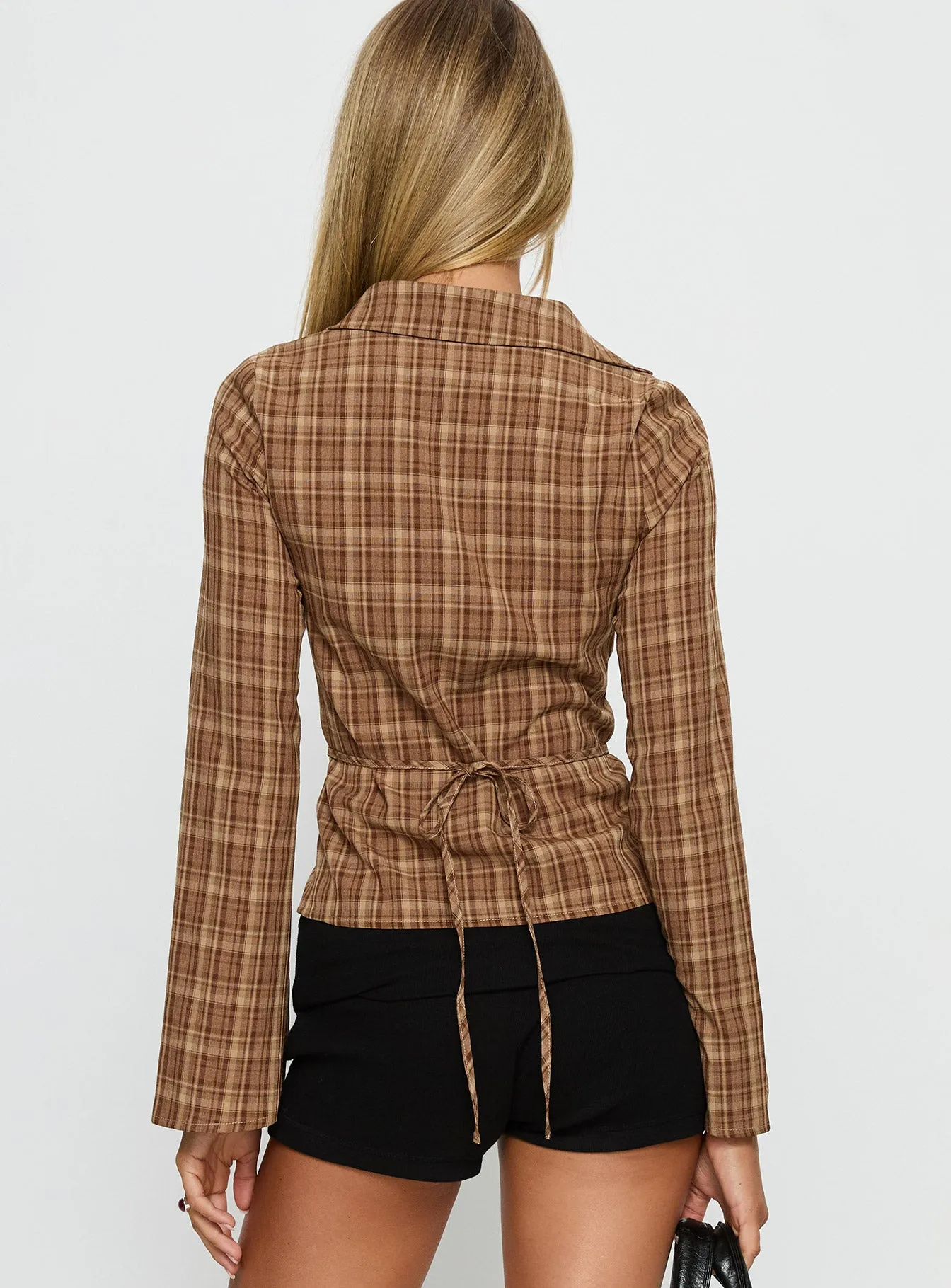 Arianwyn Long Sleeve Shirt Brown Check sold by Princess Polly product image thumbnail 5
