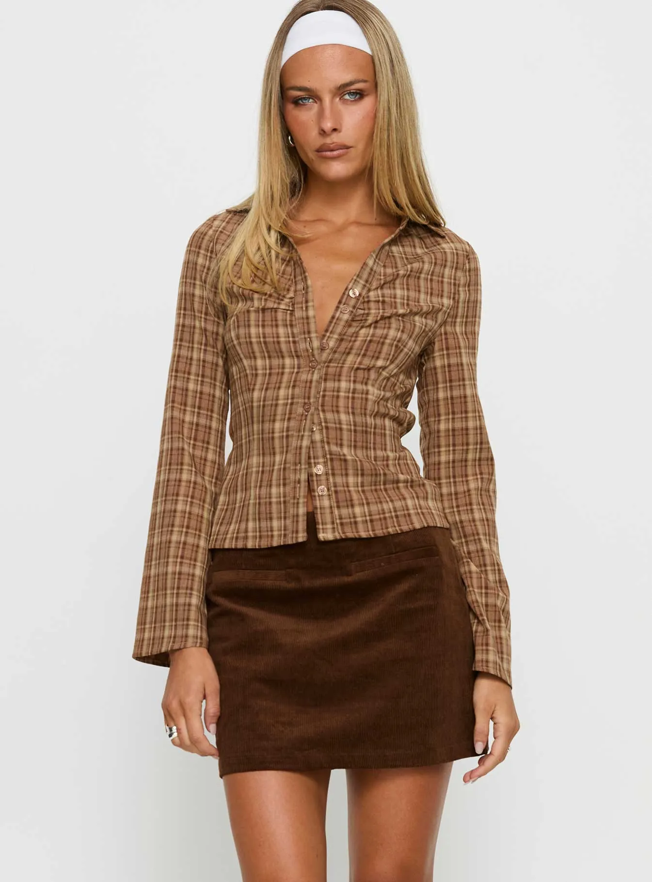 Araceli Corduroy Mini Skirt Brown sold by Princess Polly product image thumbnail 2