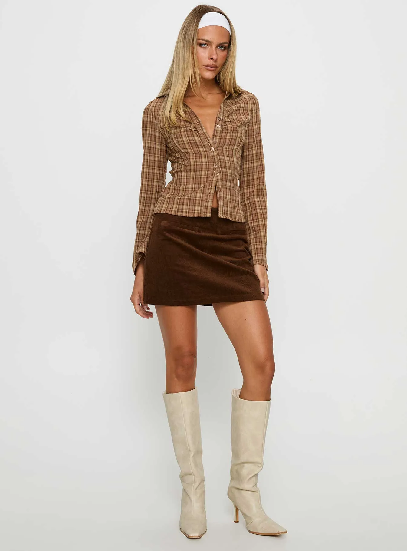 Araceli Corduroy Mini Skirt Brown sold by Princess Polly product image thumbnail 3