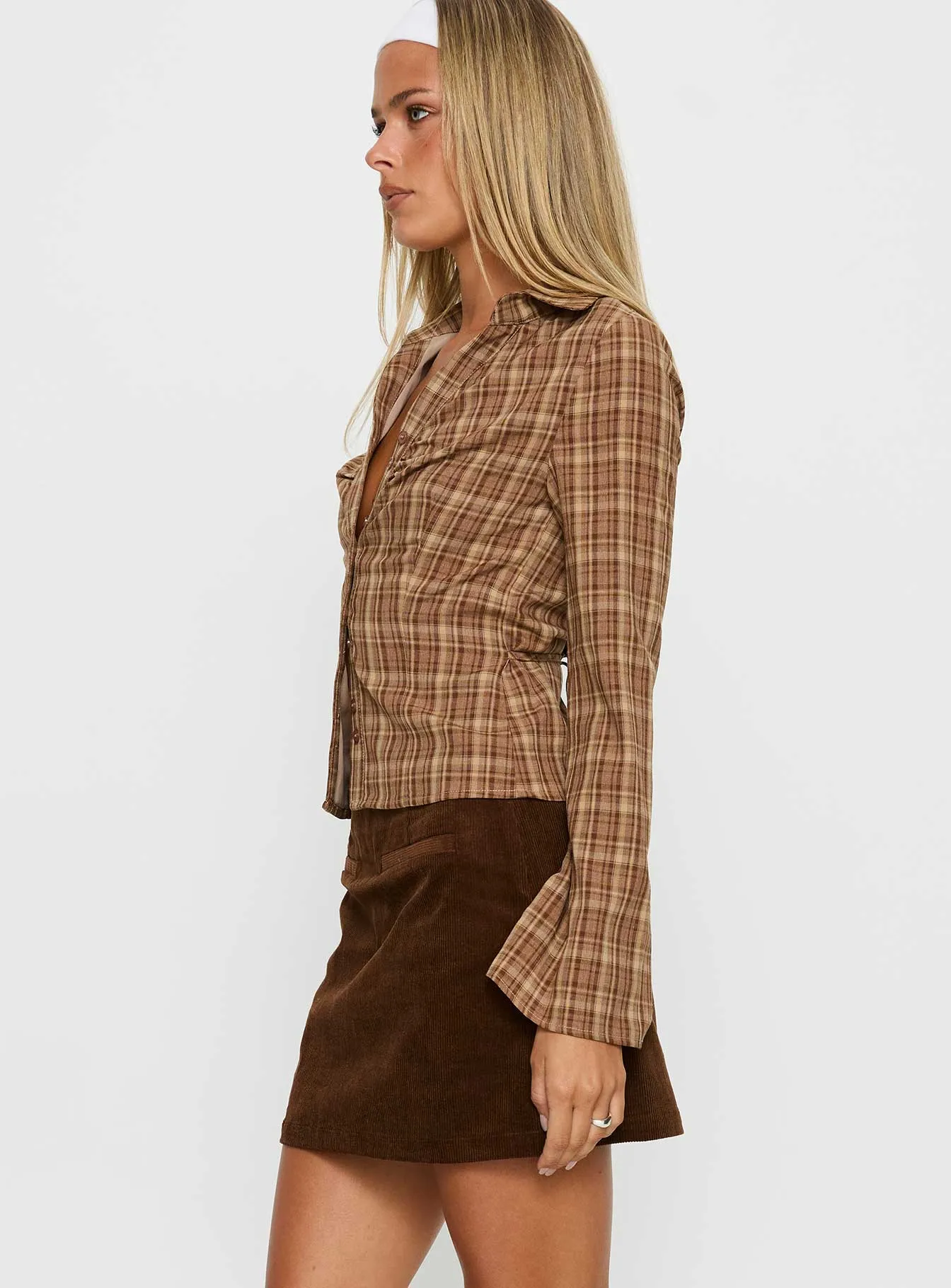 Araceli Corduroy Mini Skirt Brown sold by Princess Polly product image thumbnail 4
