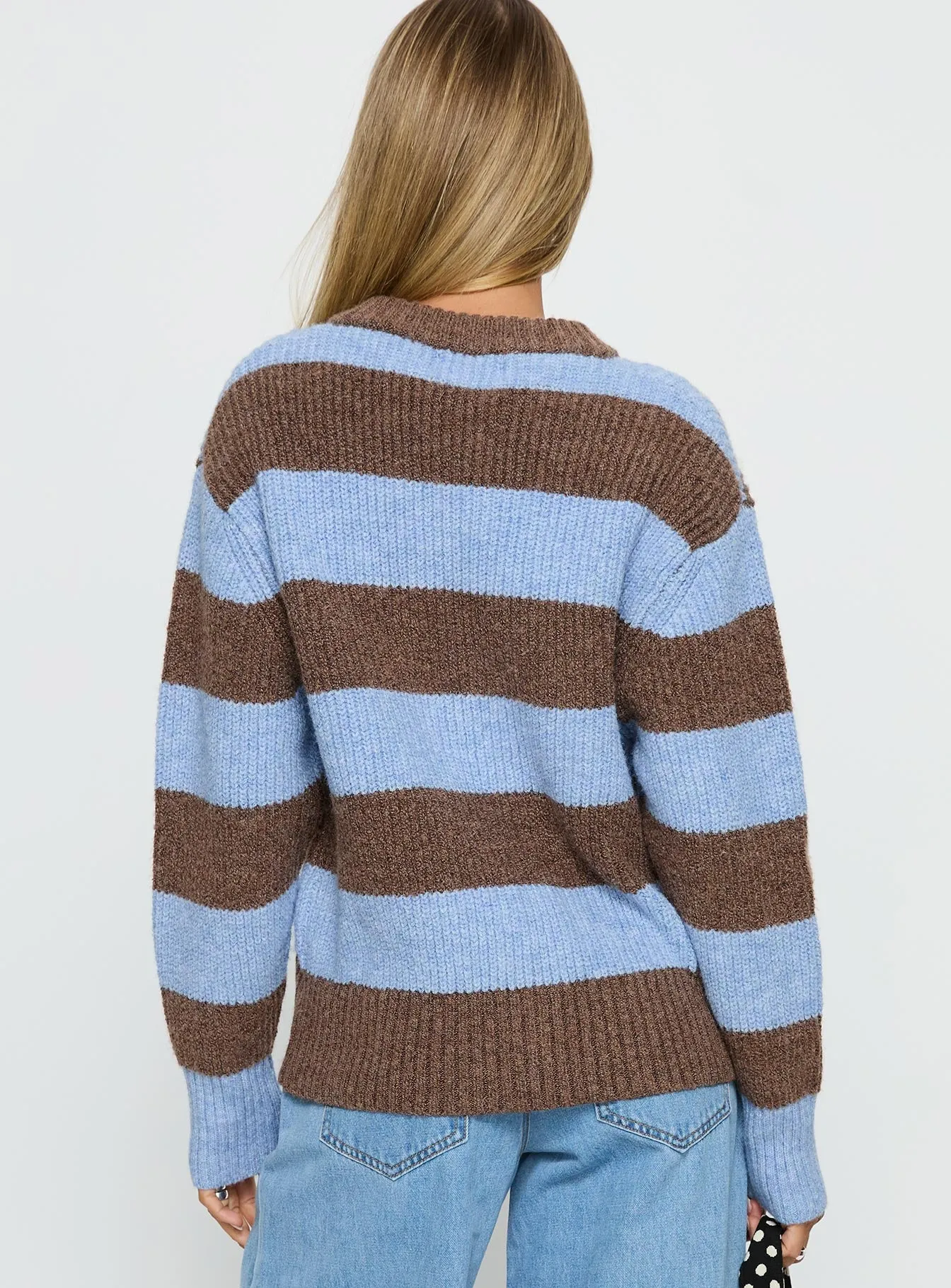 Queena Zip Through Knit Sweater Blue Stripe sold by Princess Polly product image thumbnail 5
