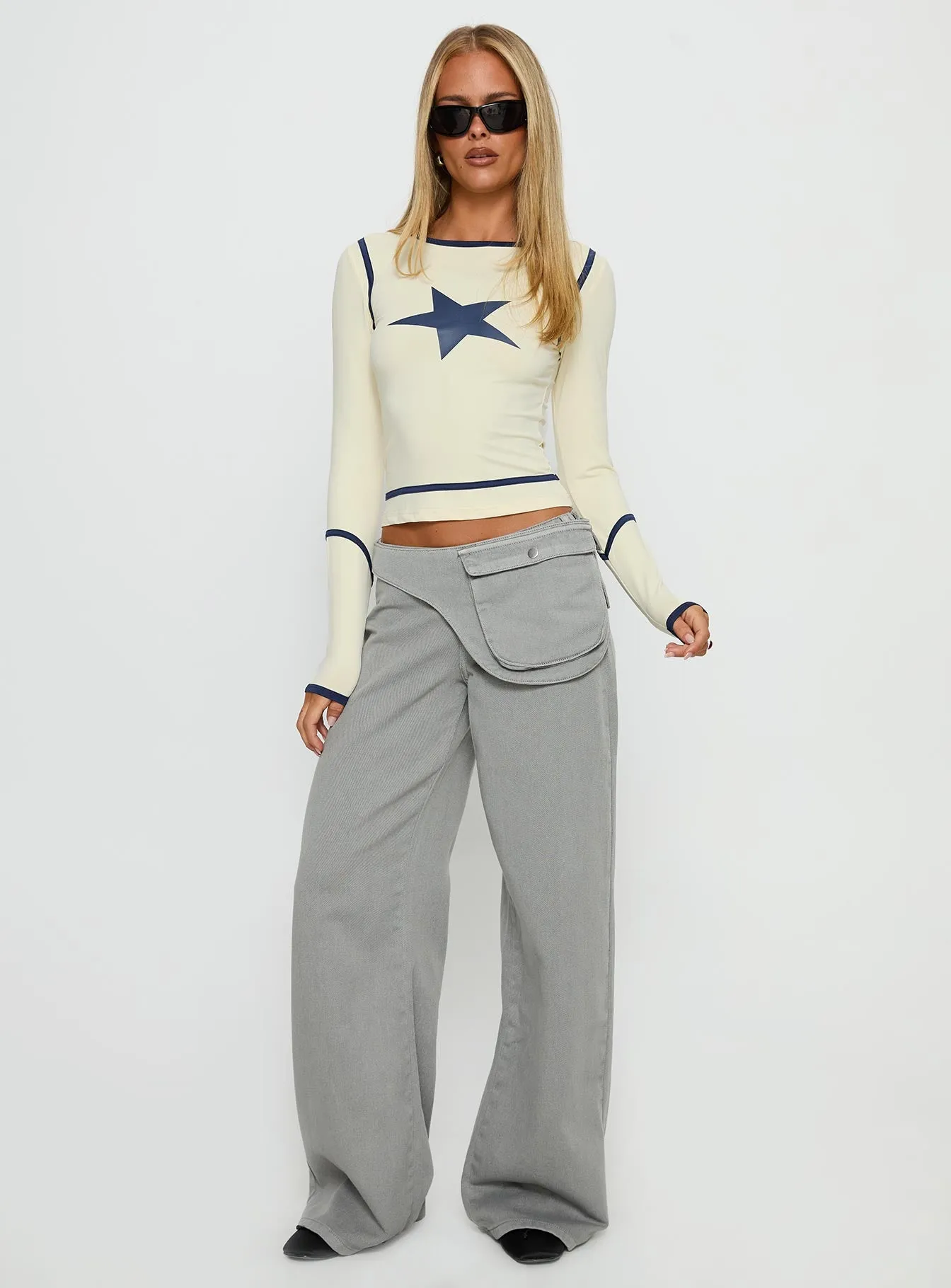 Starshot Long Sleeve Graphic Top Cream sold by Princess Polly product image thumbnail 3