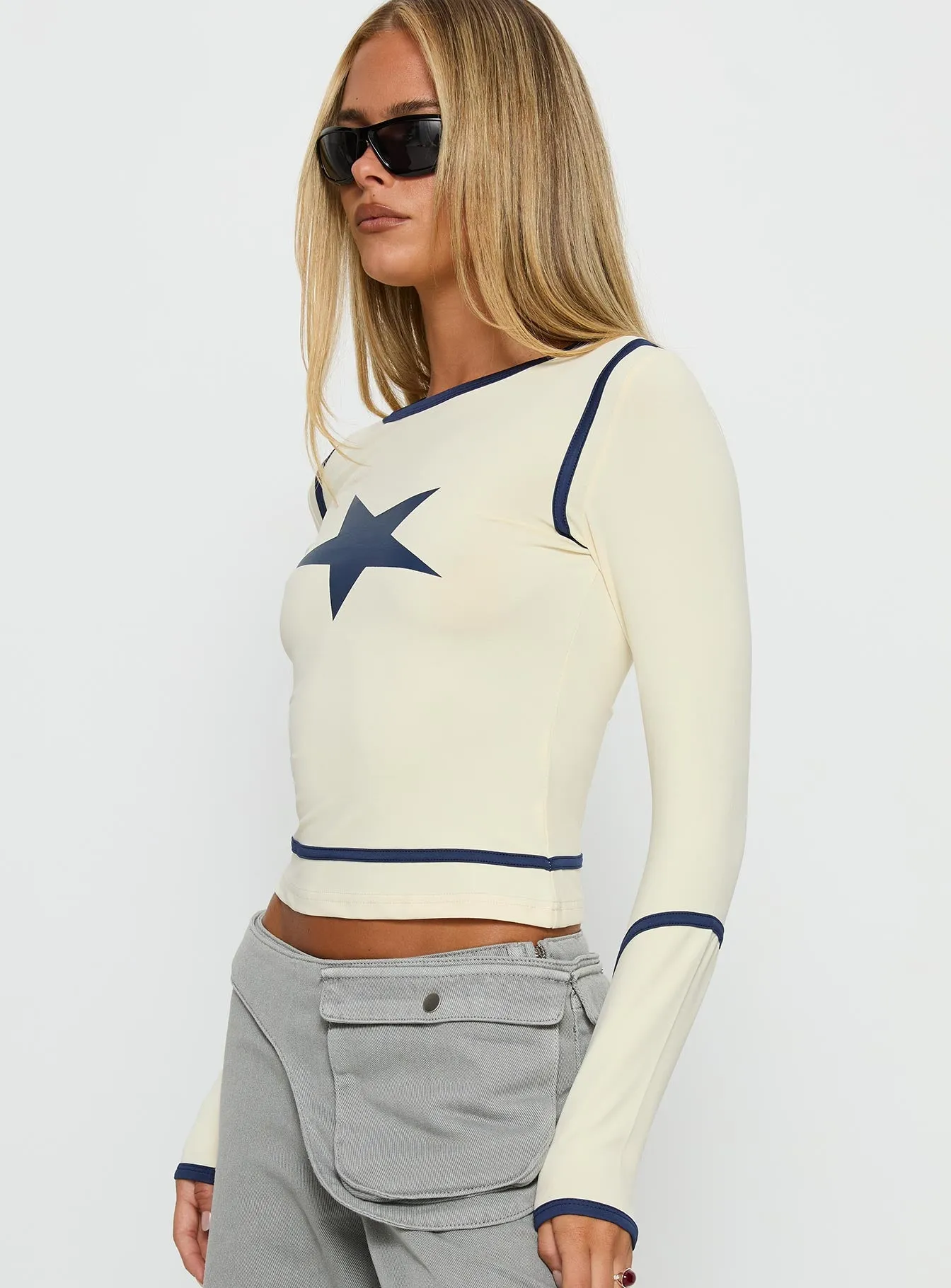 Starshot Long Sleeve Graphic Top Cream sold by Princess Polly product image thumbnail 4