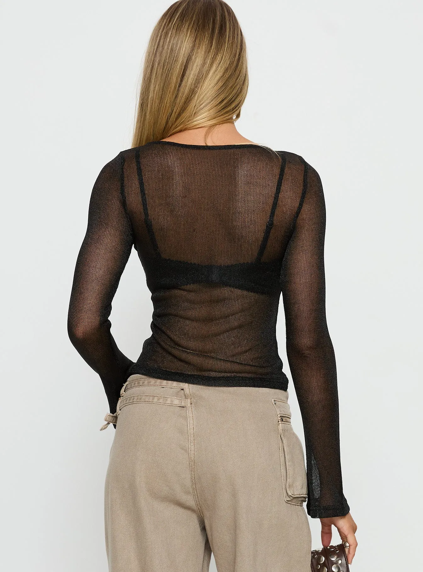 Perfect Mirage Sheer Long Sleeve Top Black sold by Princess Polly product image thumbnail 5