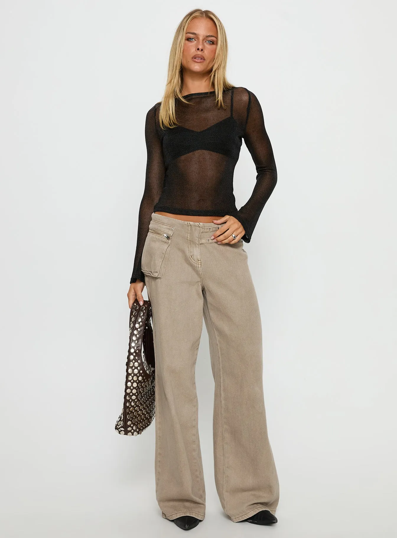 Perfect Mirage Sheer Long Sleeve Top Black sold by Princess Polly product image thumbnail 3